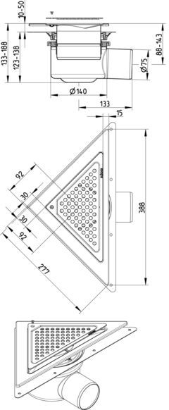 Line Drawing - Drain-Sheet membrane-Triangular