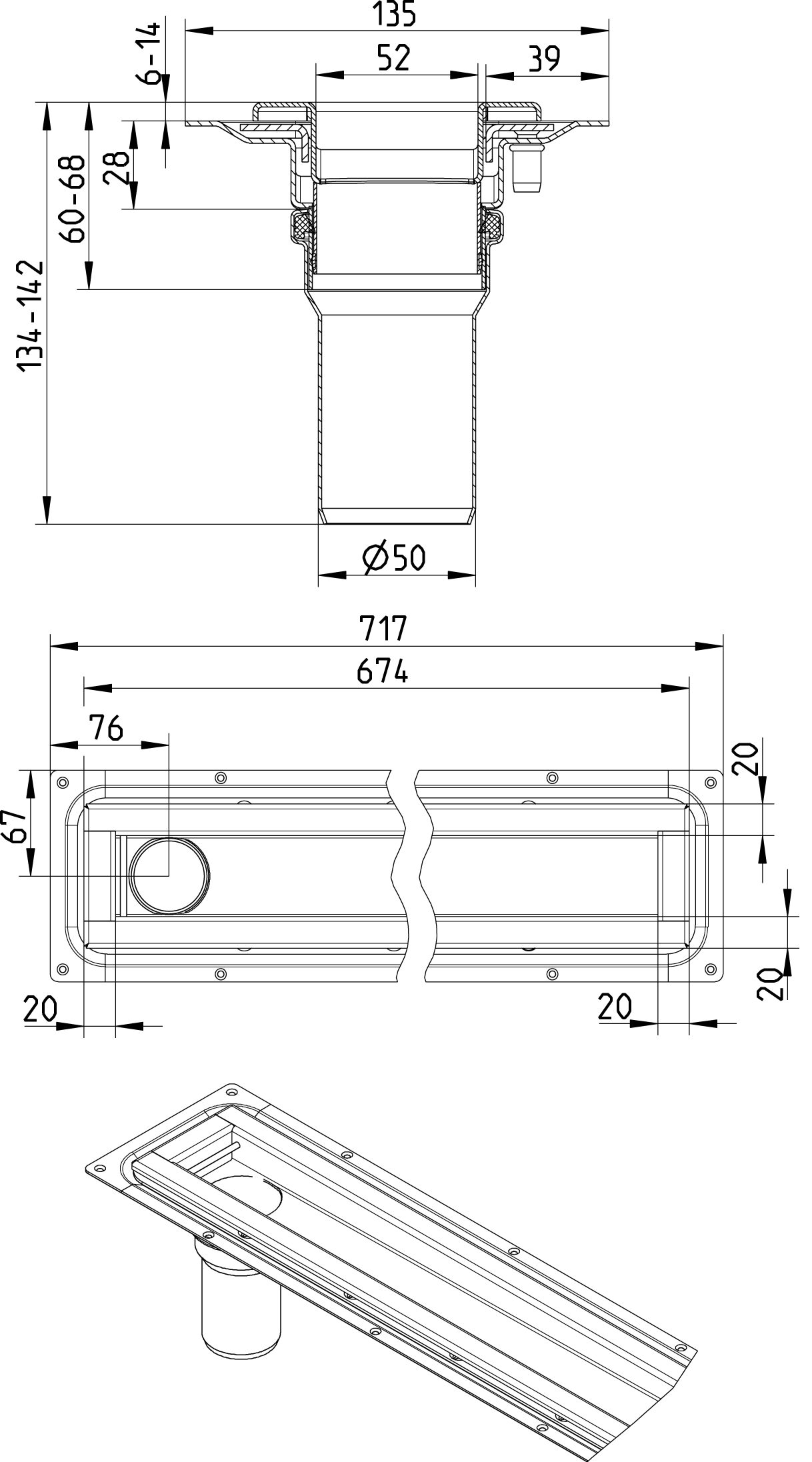 Line Drawing - WaterLine channel-Sheet membrane