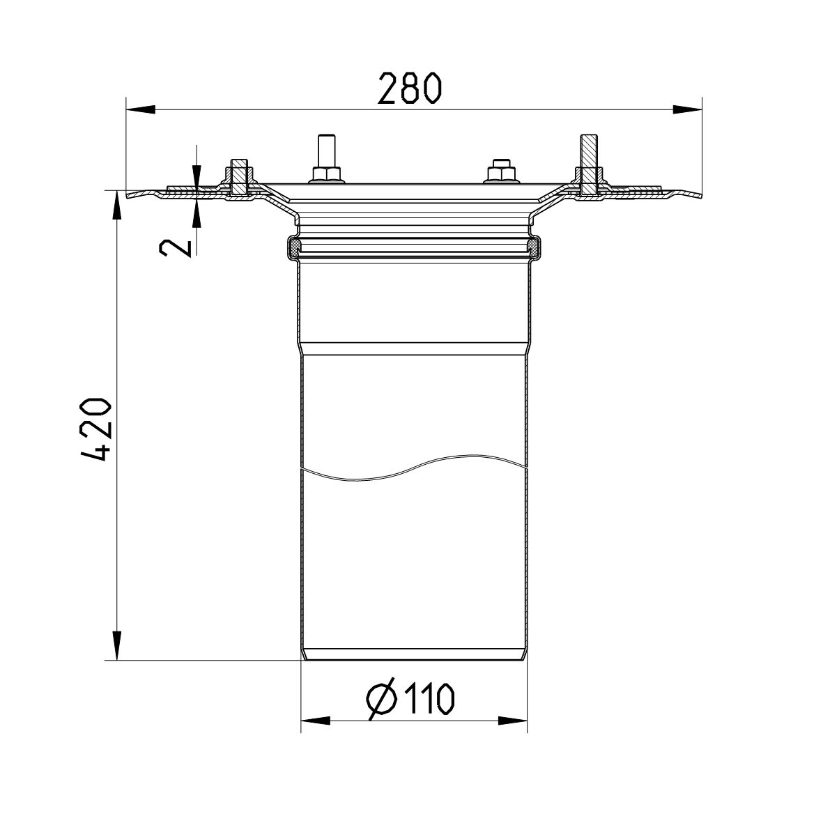 Line Drawing - Lower part-single ply membrane