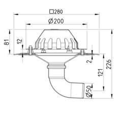 Line Drawing - Drain for gravity-single ply membrane