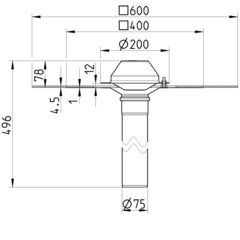 Line Drawing - Drain for siphonic-bitumen collar