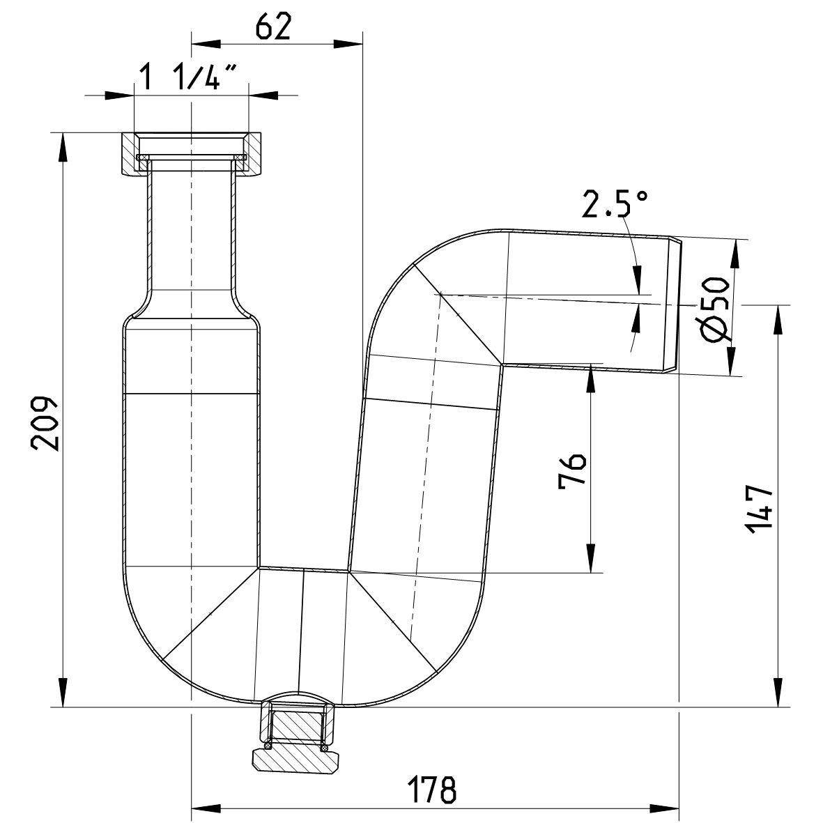 Line Drawing - Water trap-handwash