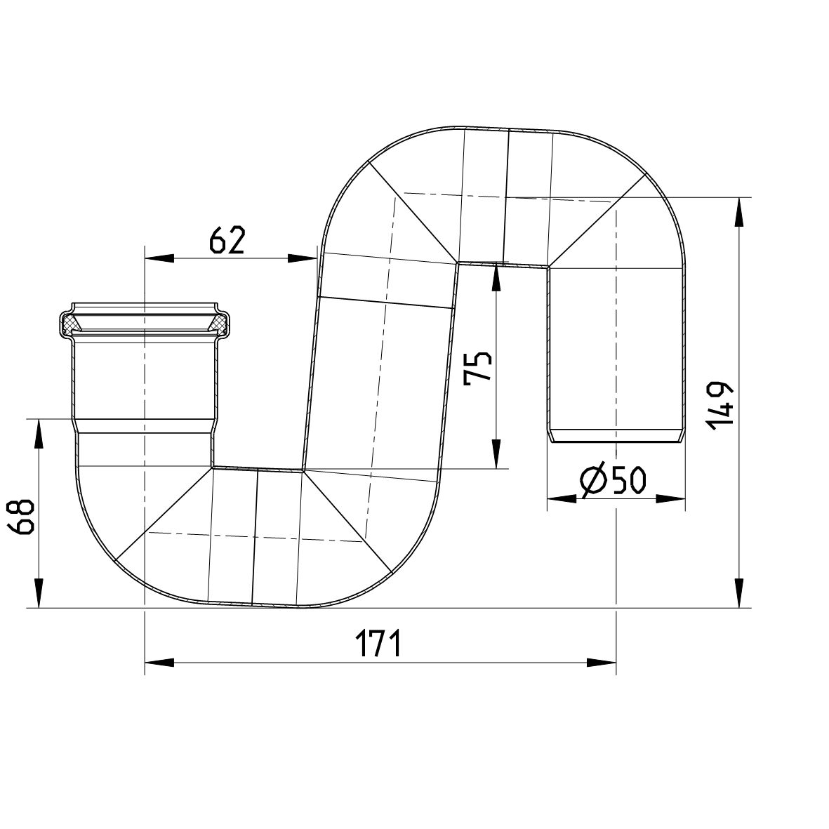 Line Drawing - Water trap-S