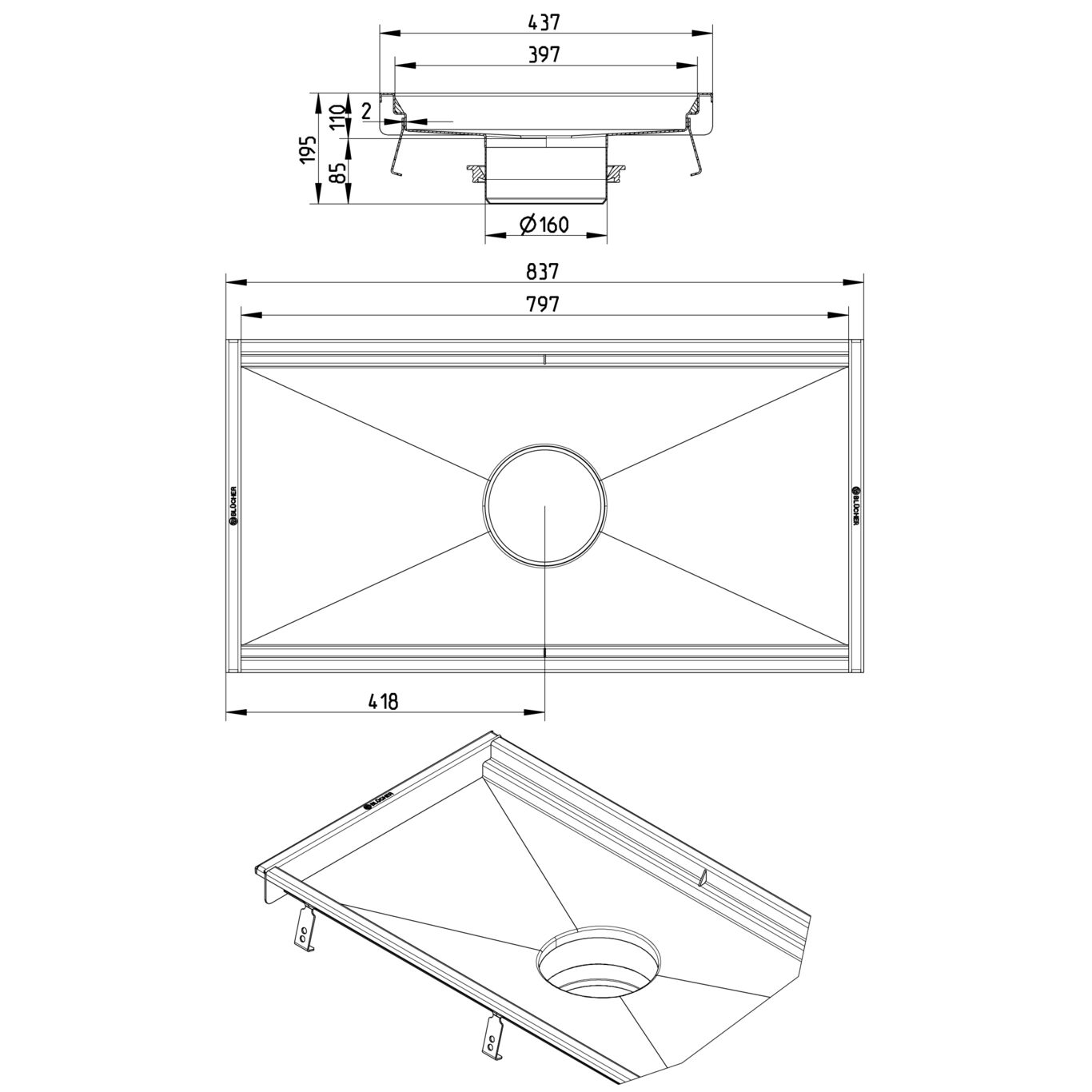 Line Drawing - Kitchen channel-No membrane