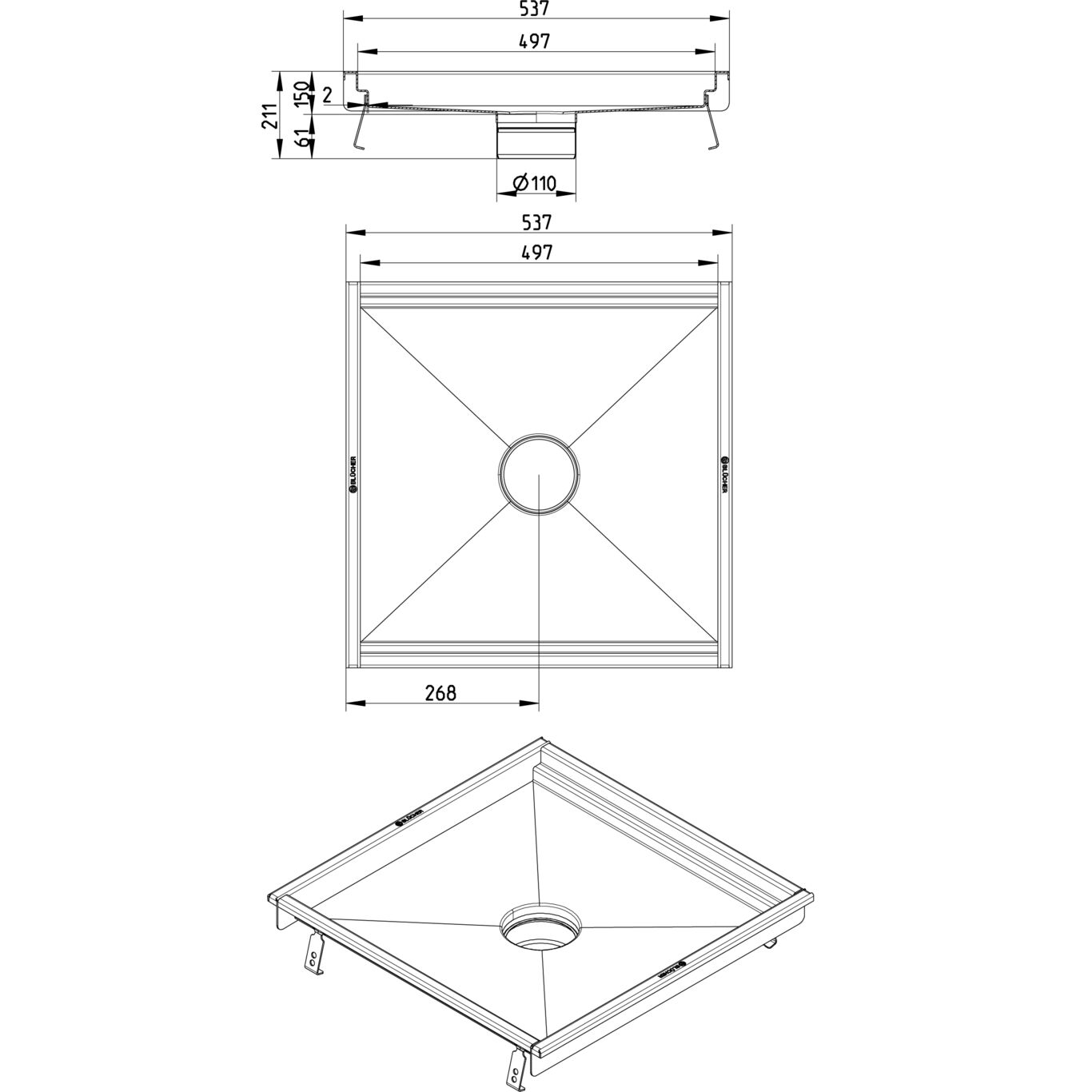 Line Drawing - Kitchen channel-No membrane