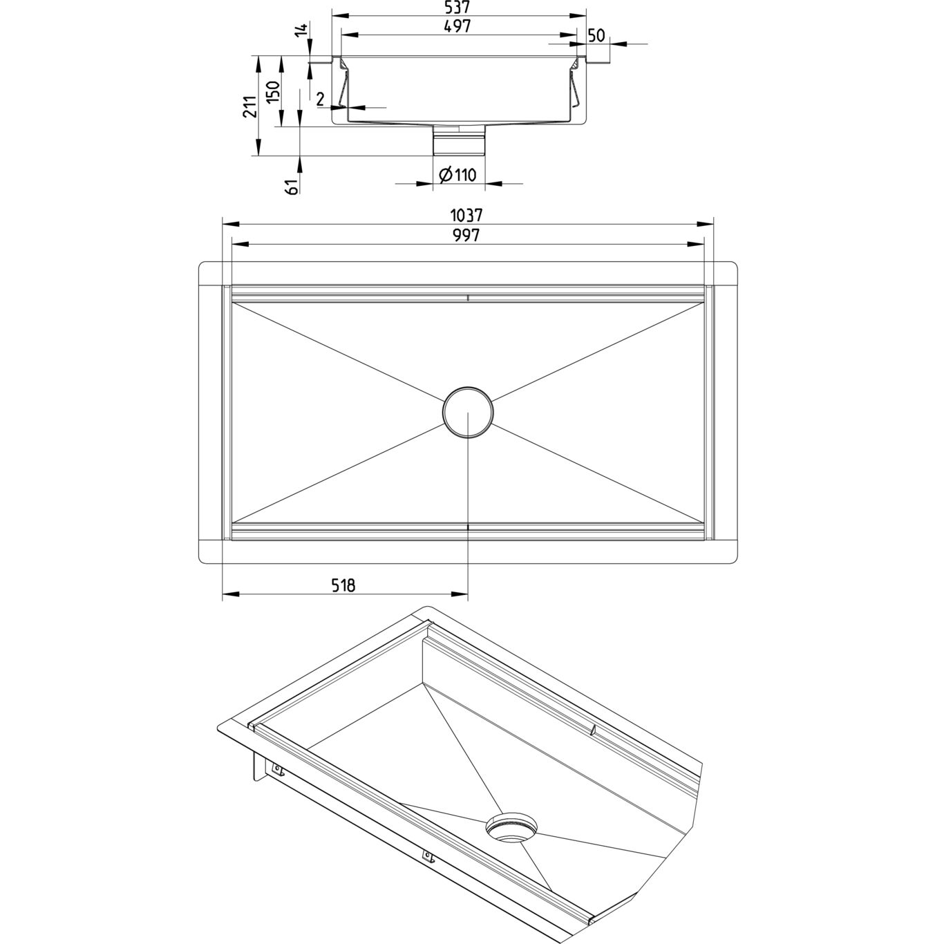 Line Drawing - Kitchen channel-Liquid membrane