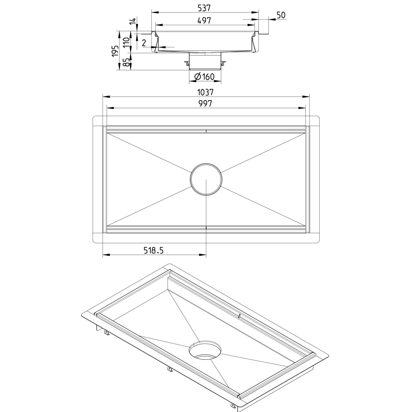 Line Drawing - Kitchen channel-Liquid membrane