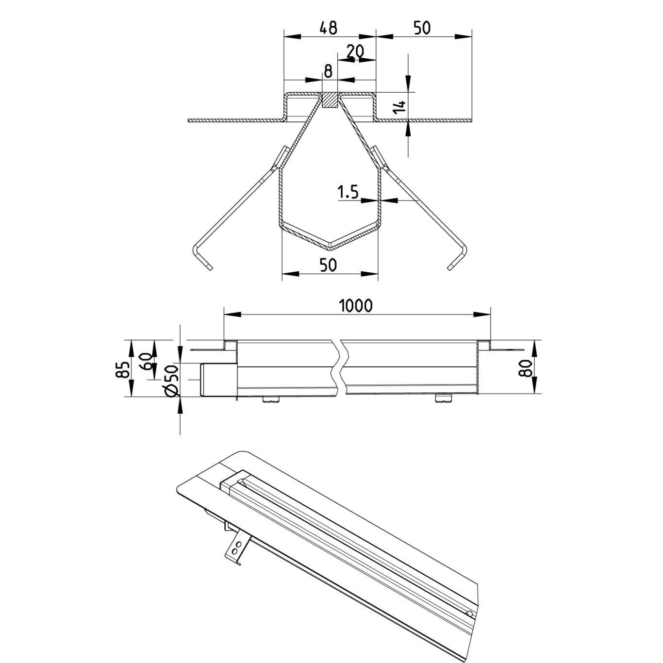 Line Drawing - Slot channel-Liquid membrane