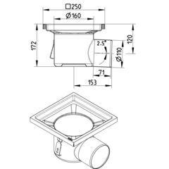 Line Drawing - Drain-No membrane-250