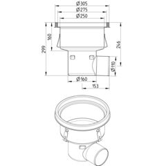 Line Drawing - Drain-No membrane-305