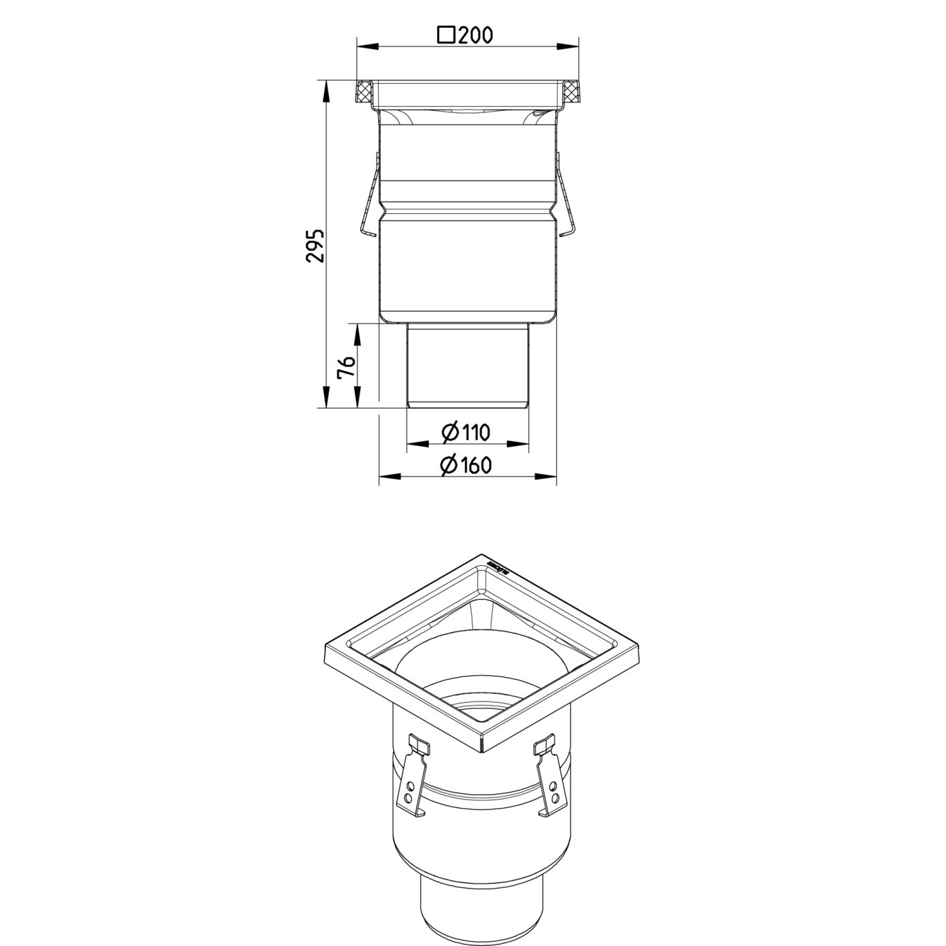 Line Drawing - Drain-No membrane-200