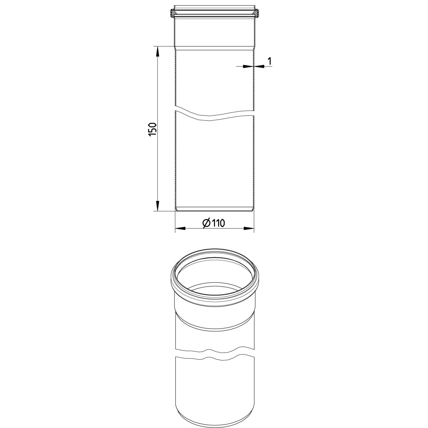 Line Drawing - Straight pipe