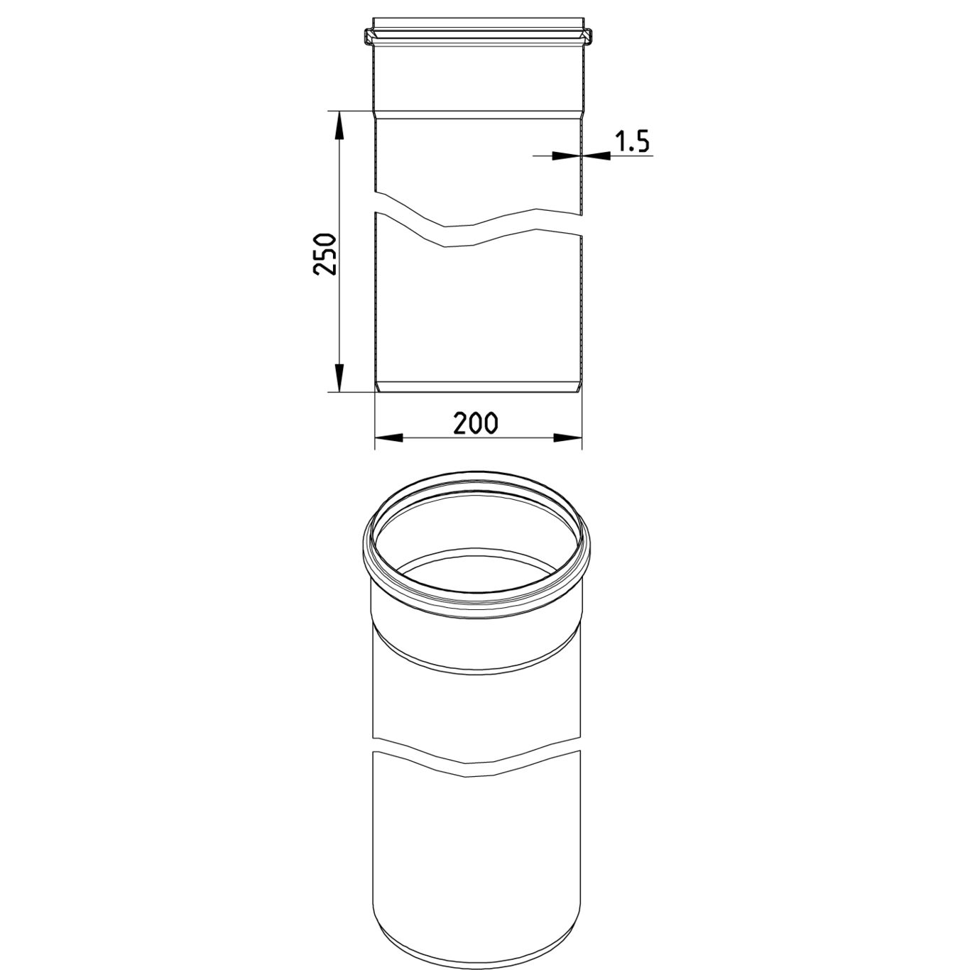 Line Drawing - Straight pipe