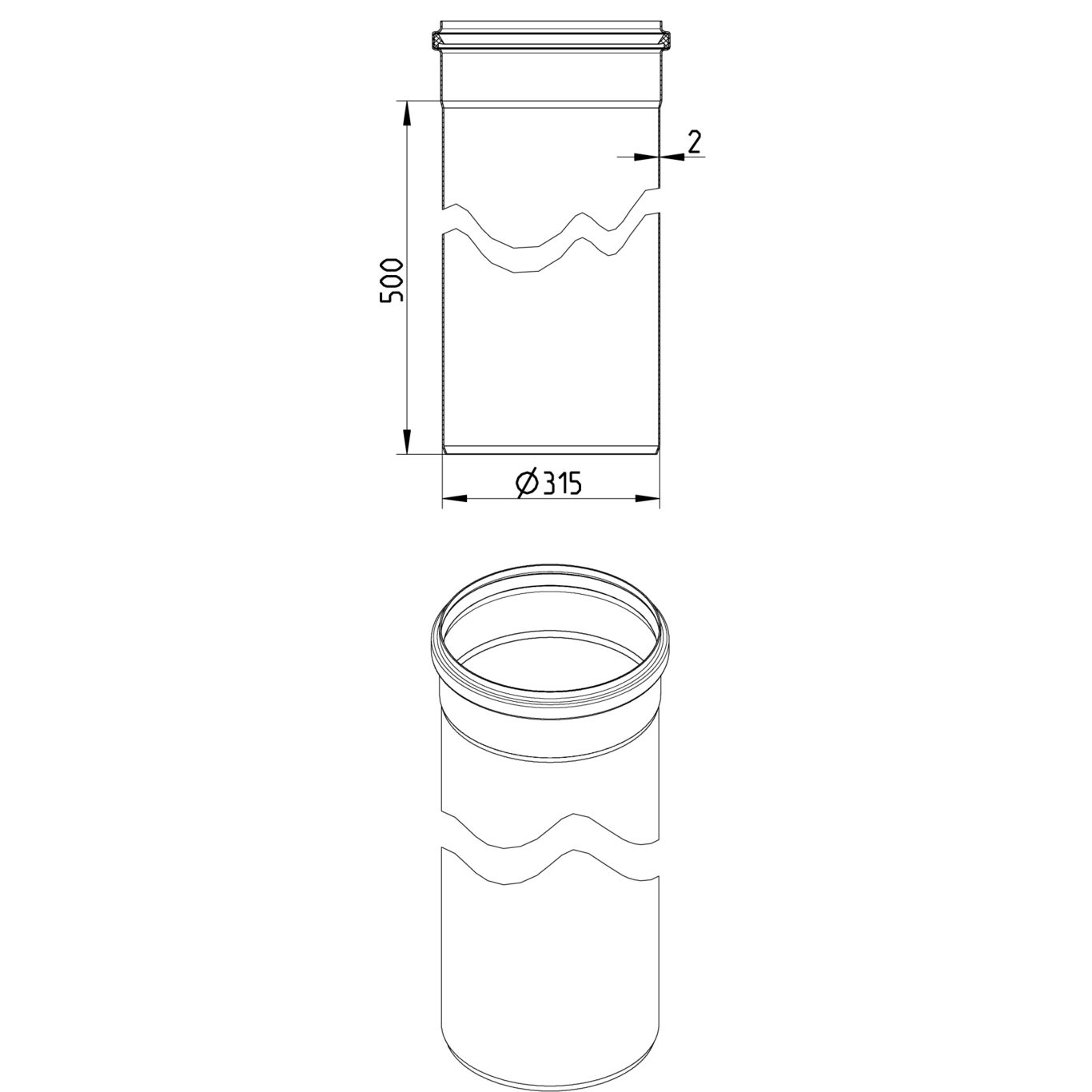 Line Drawing - Straight pipe