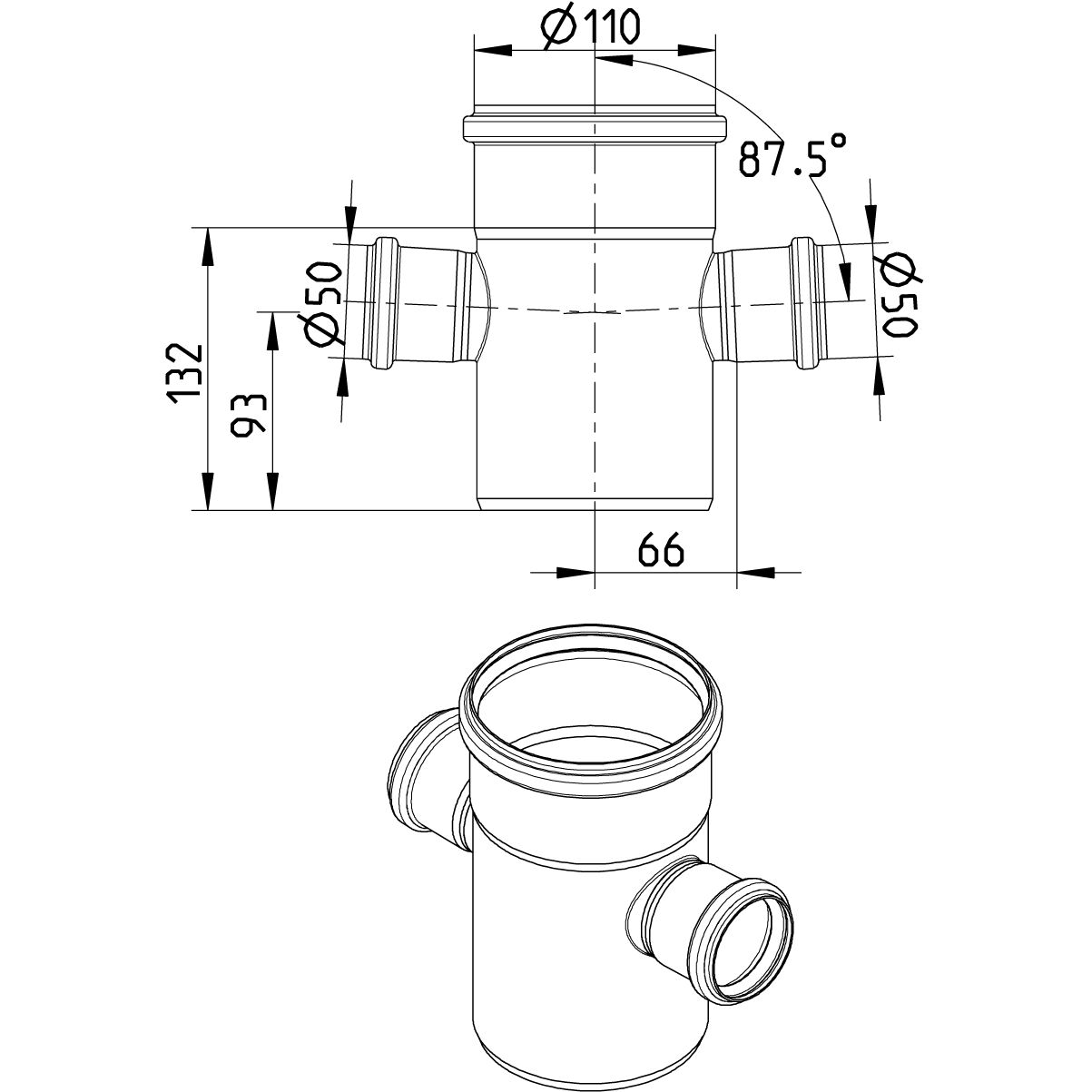 Line Drawing - Double branch-87.5-180