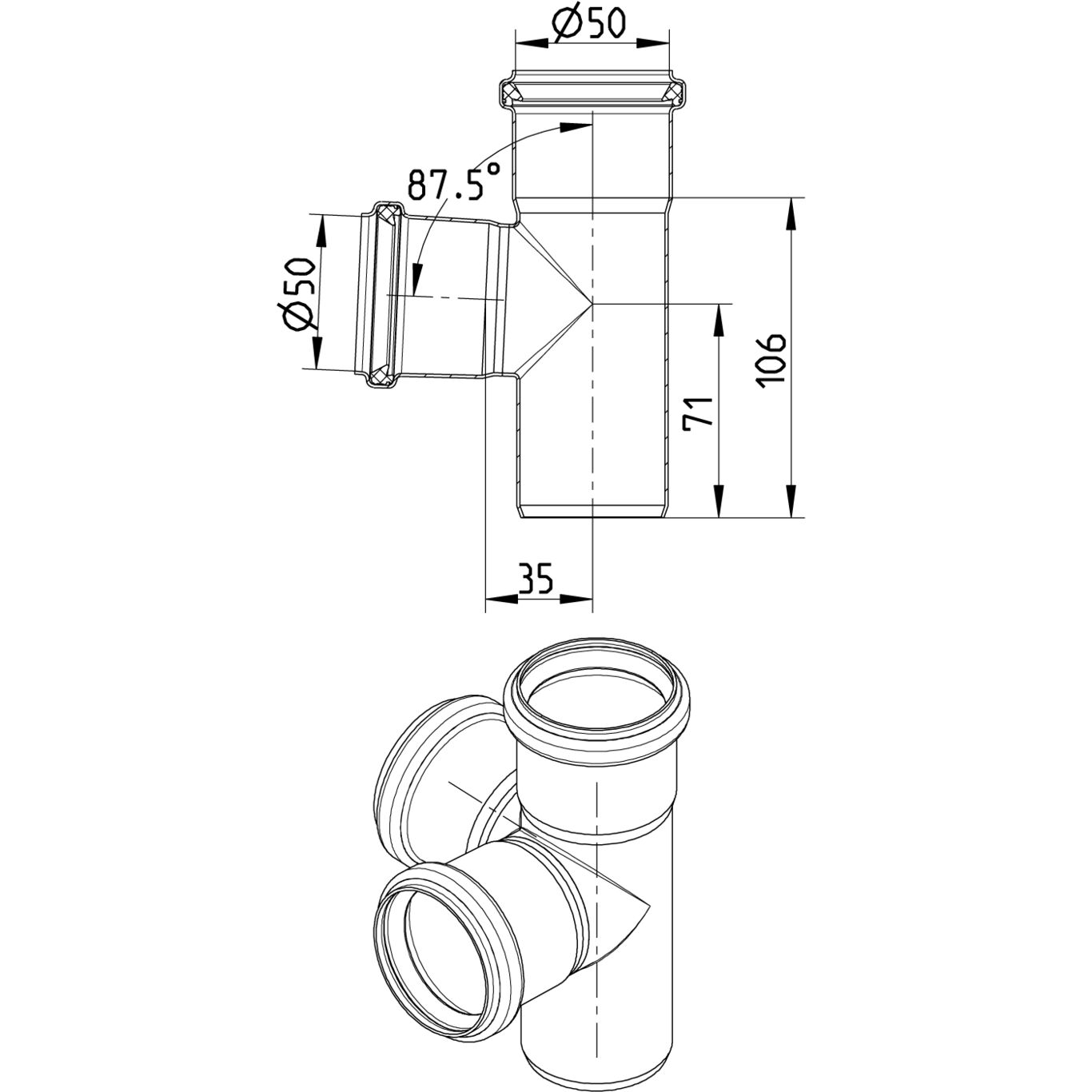 Line Drawing - Double branch-87.5-90