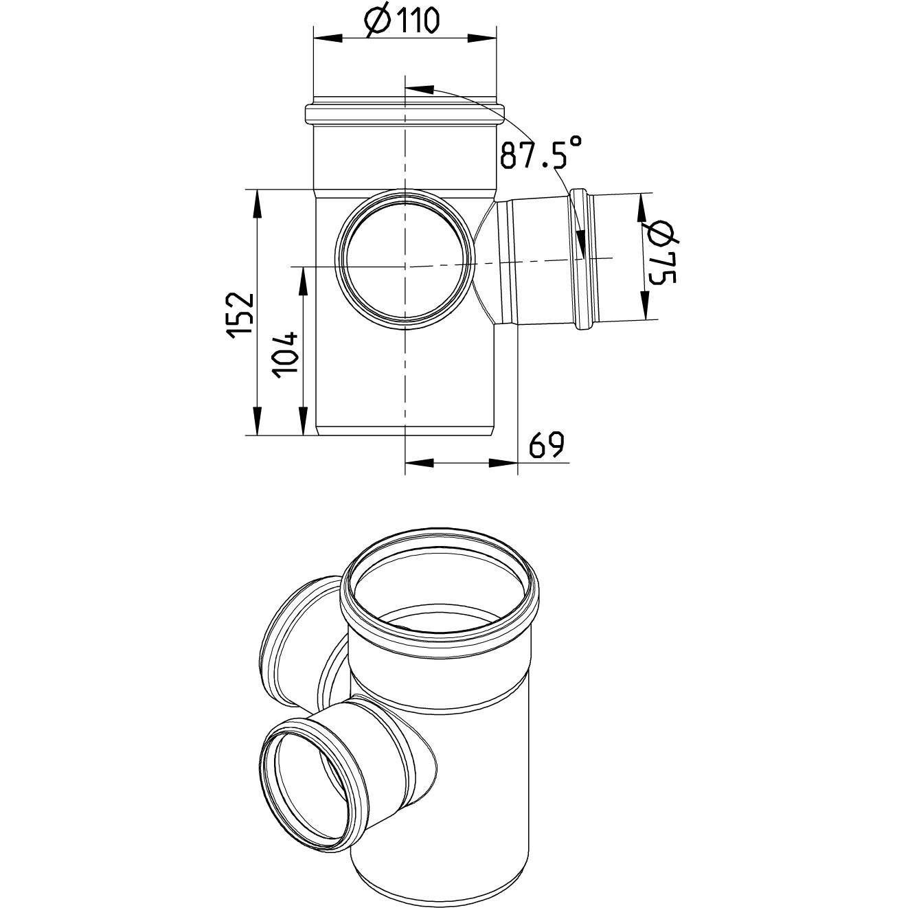 Line Drawing - Double branch-87.5-90