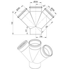 Line Drawing - Double branch-45-180