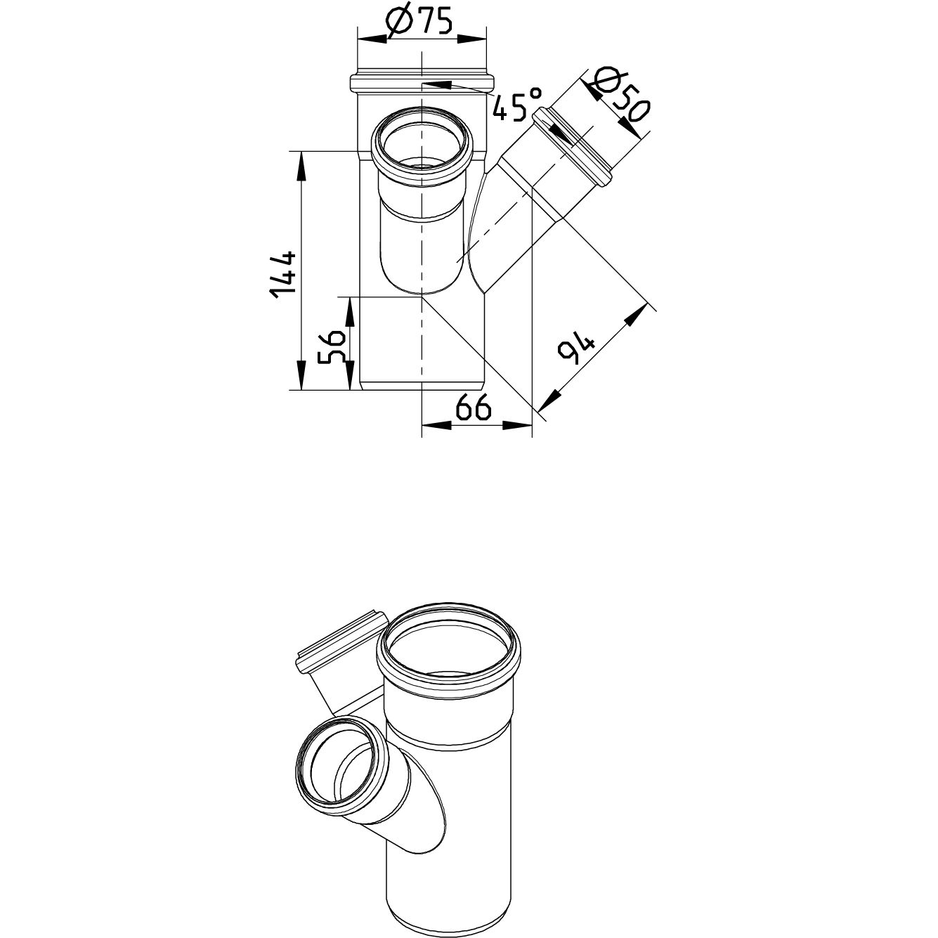 Line Drawing - Double branch-45-90