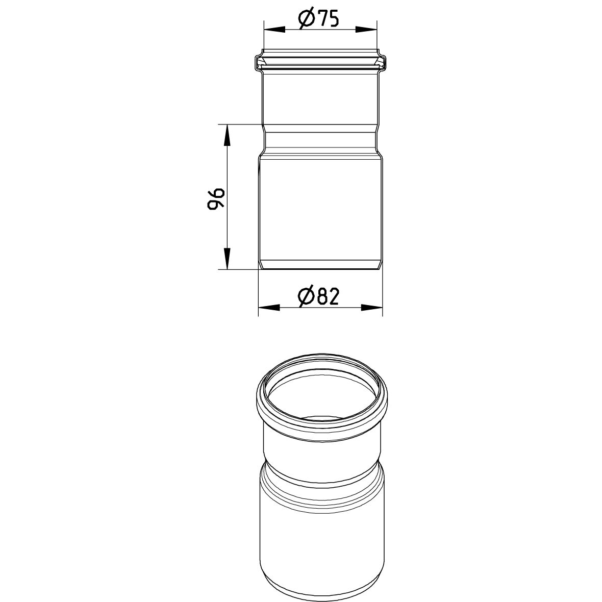 Line Drawing - Increaser-concentric