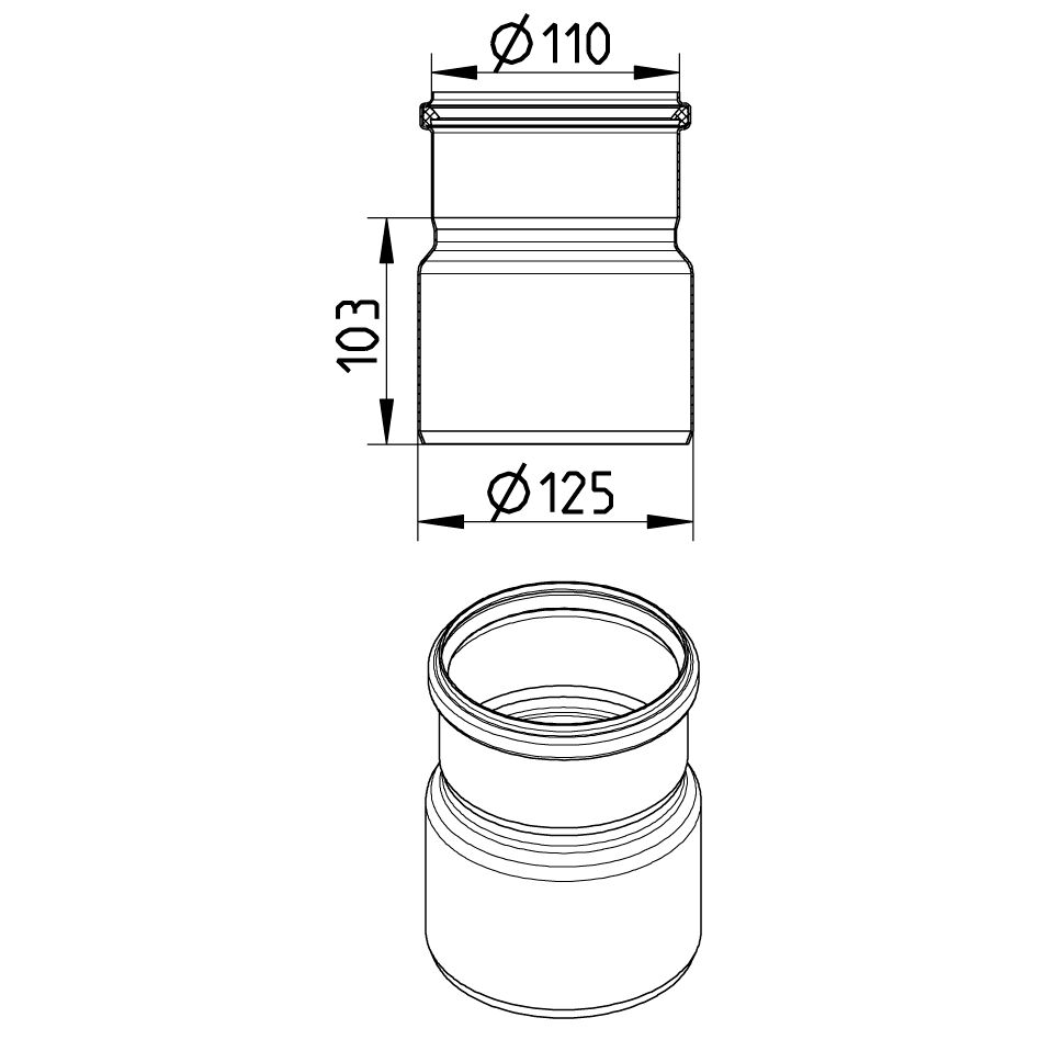 Line Drawing - Increaser-concentric