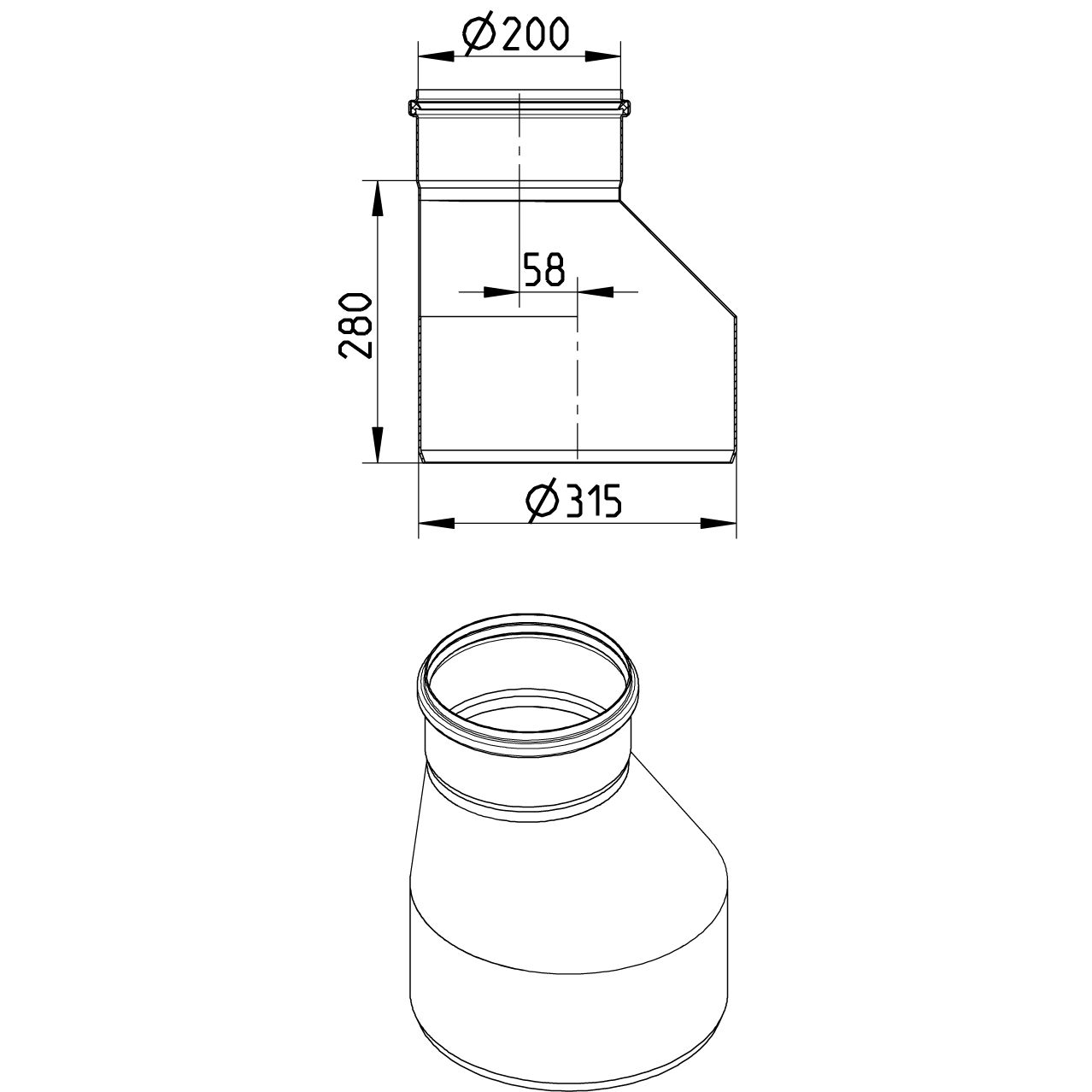 Line Drawing - Increaser-eccentric