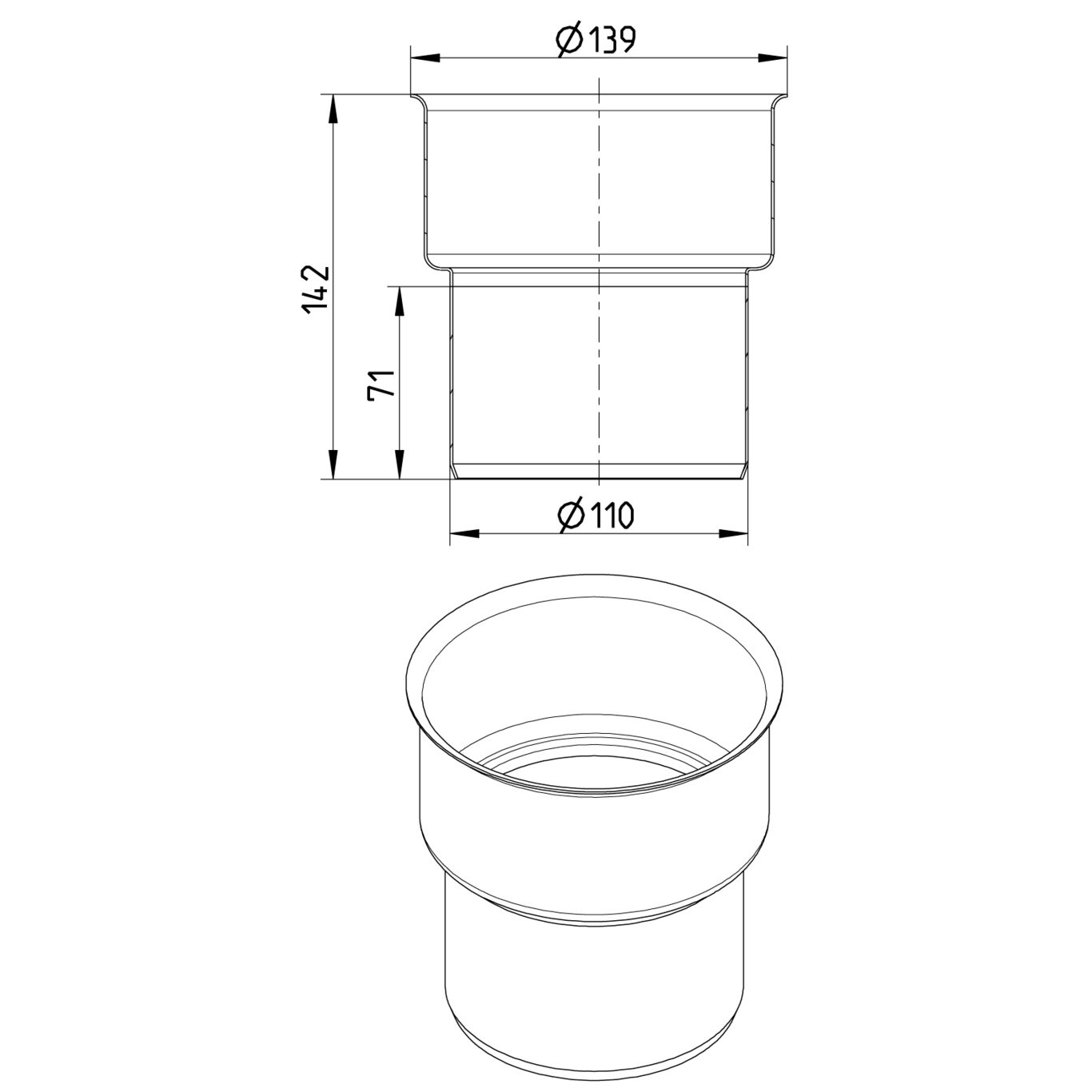 Line Drawing - Adaptor-clay-PVC-cast iron