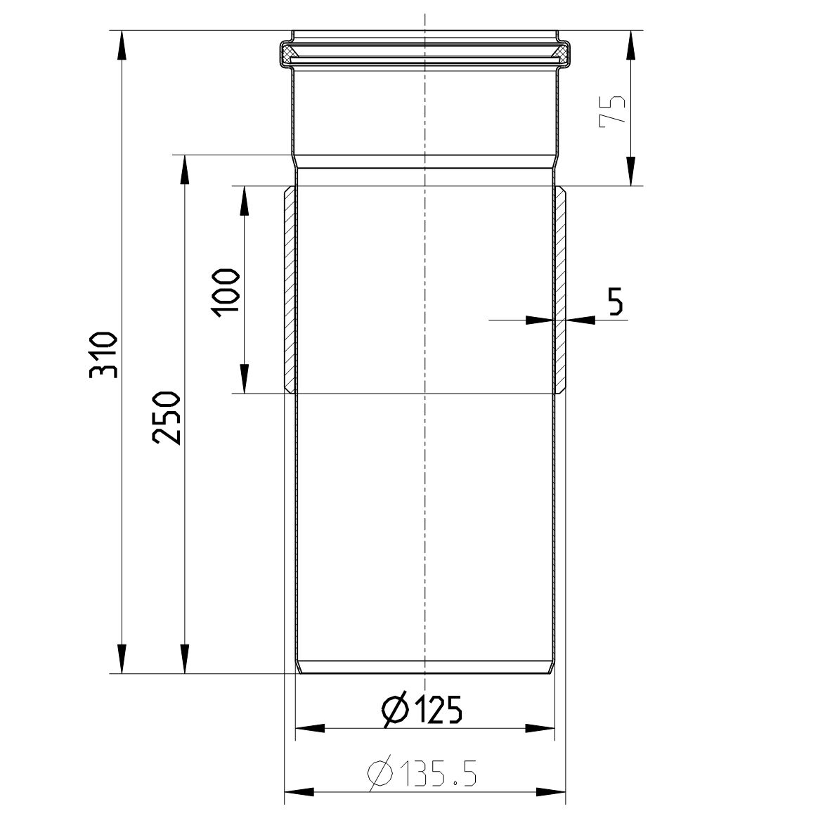 Line Drawing - Penetration-welding sleeve-steel