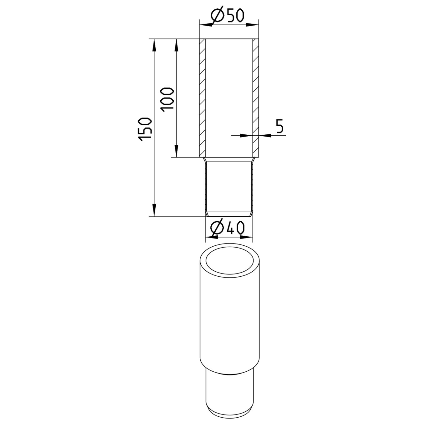 Line Drawing - Transition pipe-welding sleeve-steel