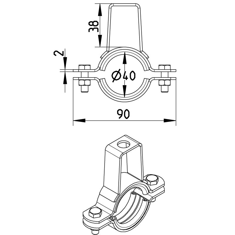 Line Drawing - Pipe hanger-EPDM-bracket