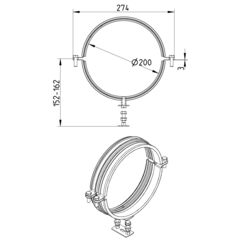 Line Drawing - Pipe hanger-EPDM-noice reducing